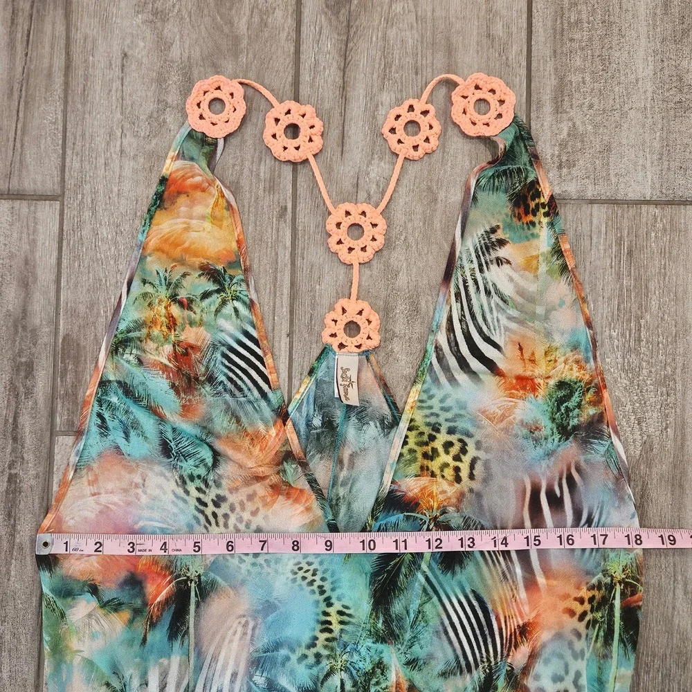 Luli Fama Miami Nice Crochet Swim Cover Up Dress Size L Tropical Resort Vacation